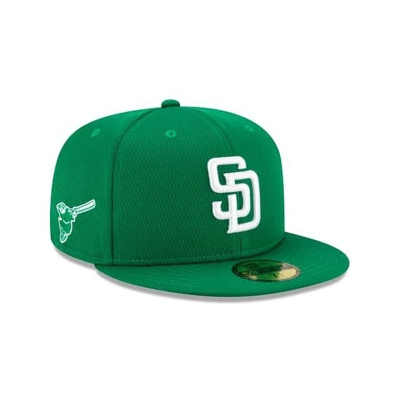 Green San Diego Padres Hat - New Era MLB St Patricks Day 59FIFTY Fitted Caps USA7013894